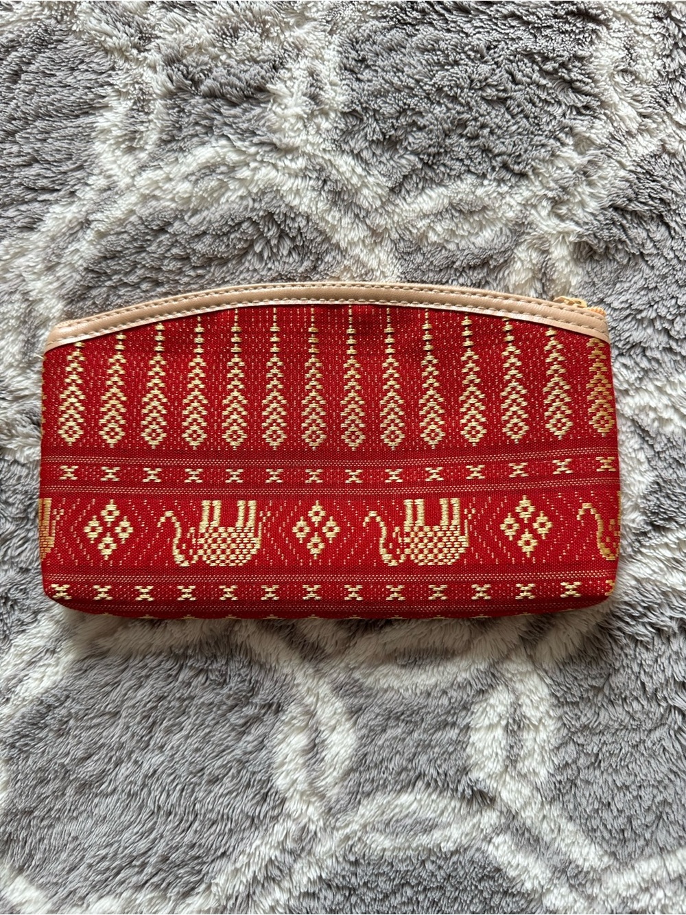 Elephant Red Patterned Women's Zip Pouch